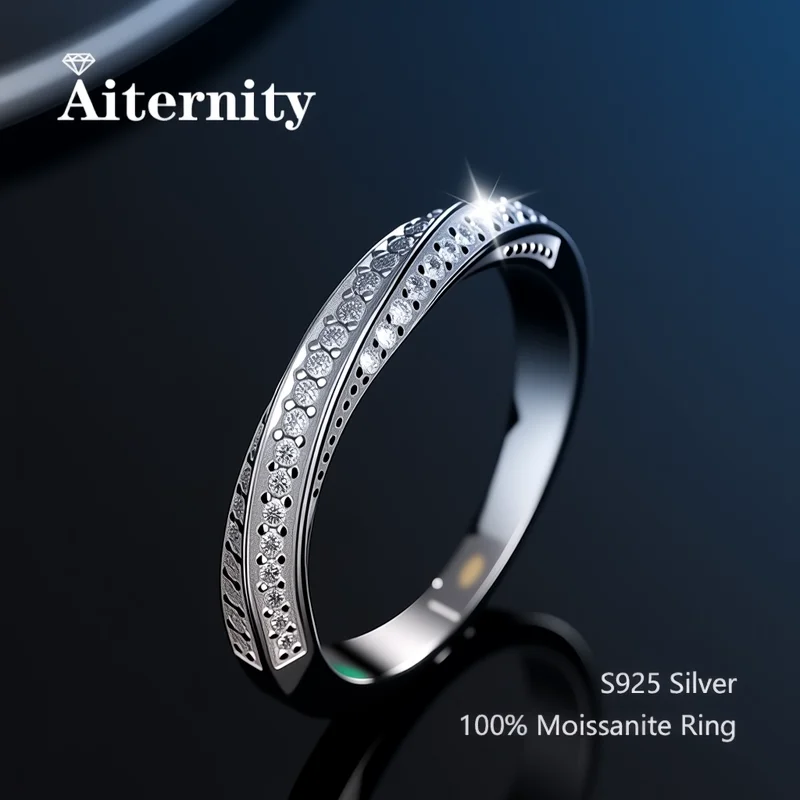 100% Pass Diamond Tester Pen Moissanite Ring Matching Wedding Diamond Band For Women 925 Sterling Silver Single Tail Ring