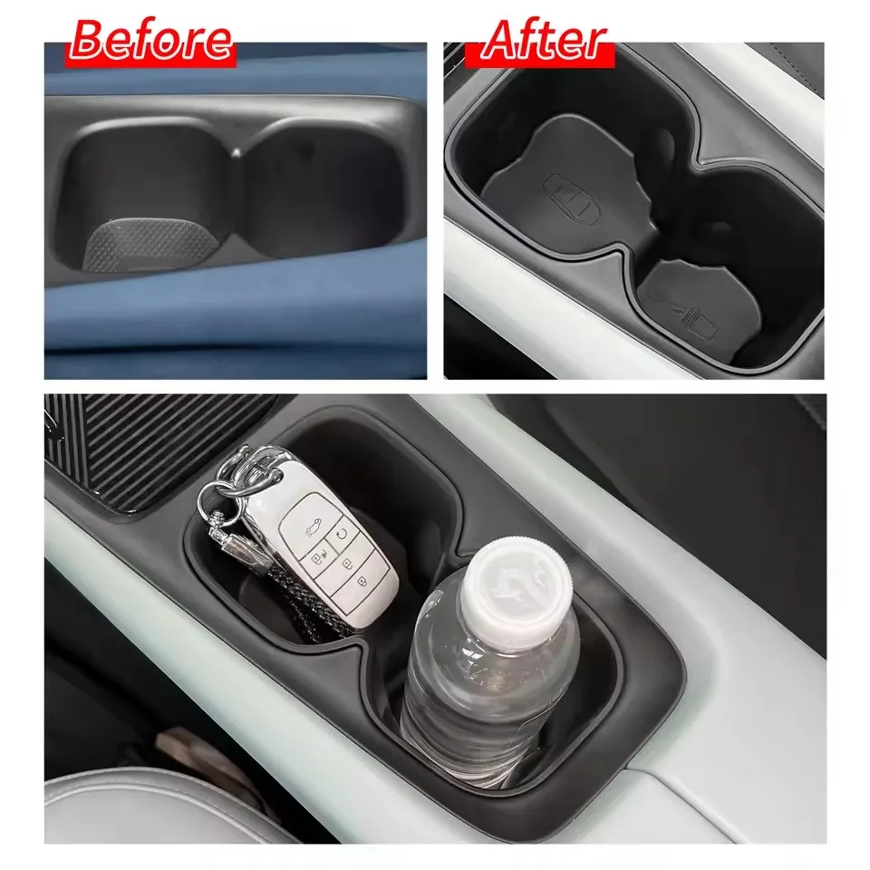 Smabee for BYD SEAGULL /BYD Dolphin Mini 2023-2025 Car Cup Holder Storage Box Shock-Absorbing Organizer Tray Accessories Black