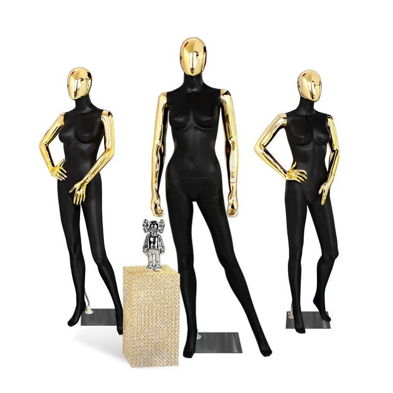 

Gold Chrome Plating Head Matte Black plastic women model mannequins full body Window store display manequins female