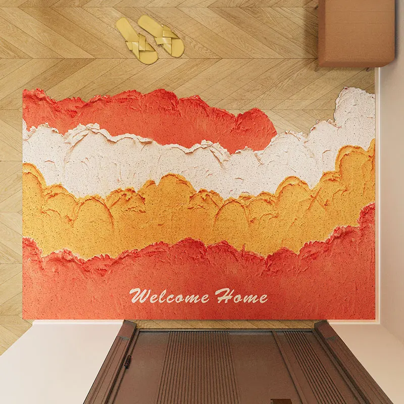 Watercolor Ocean Wave Print PVC Coil Doormat Non‑Slip Dirt Trapping Easy Clean Front Door Mat Entrance Rug Home Decor