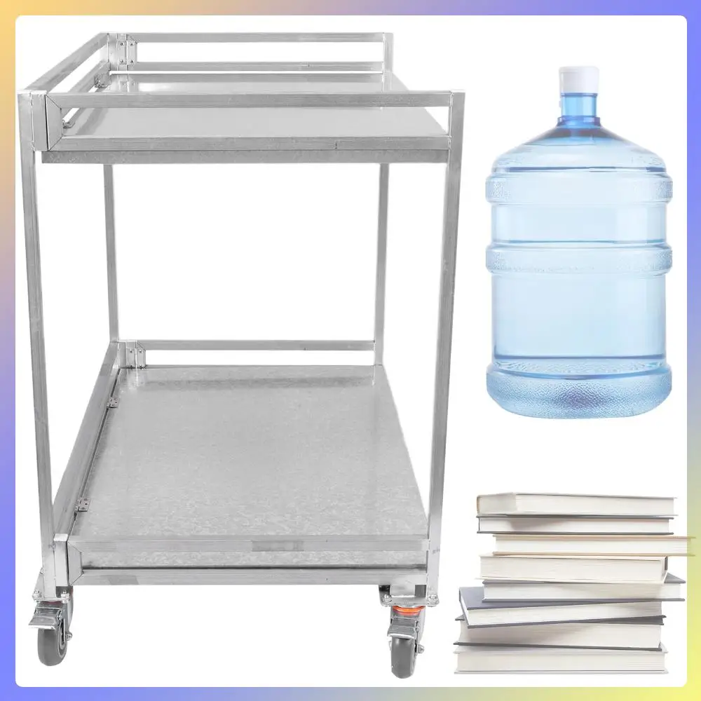 

2 Shelf Rolling Cart Utility Commercial Cart with Wheels 660lbs Capacity with Handle for Warehouse/Garage/Cleaning/Manufacturing