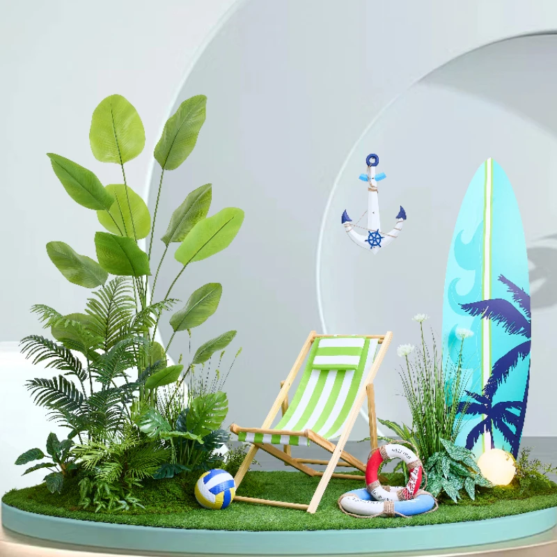 

Landscape Show Window Decoration Art Gallery Scene Layout Commercial Activities Beach Landscape Shopping Mall Clothing Store