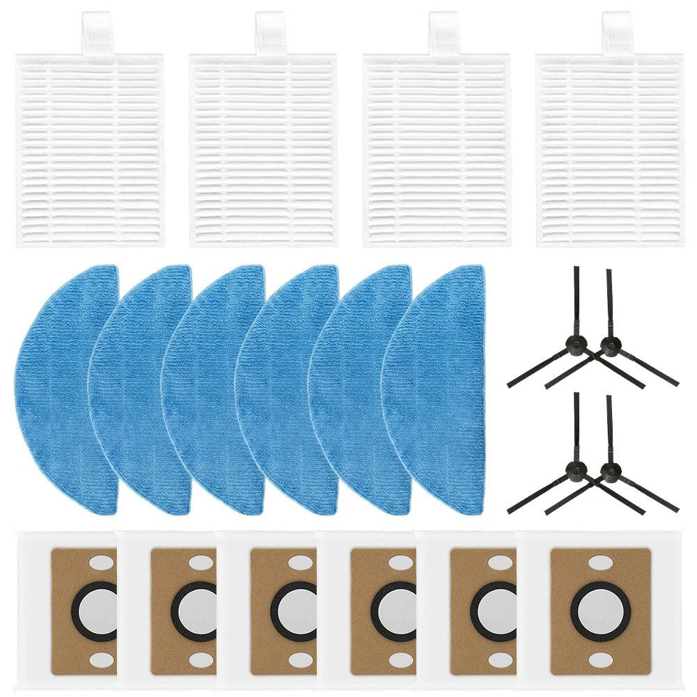 For ILIFE A30 for Pro Vacuum Mop Maintenance Parts Kit Featuring 4 Filters 6 Mop Cloths 6 Dust Bags 4 Side Brushes