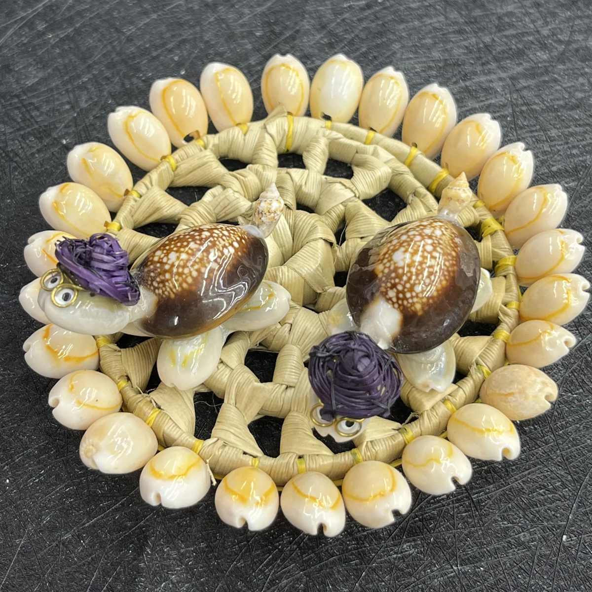 تماثيل سلحفاة ذات قشرة طبيعية 30 × 60 مم - زخارف سلحفاة لطيفة مصنوعة يدويًا مع قبعات ونظارات من القش، محيط - ديكور تحت عنوان #6