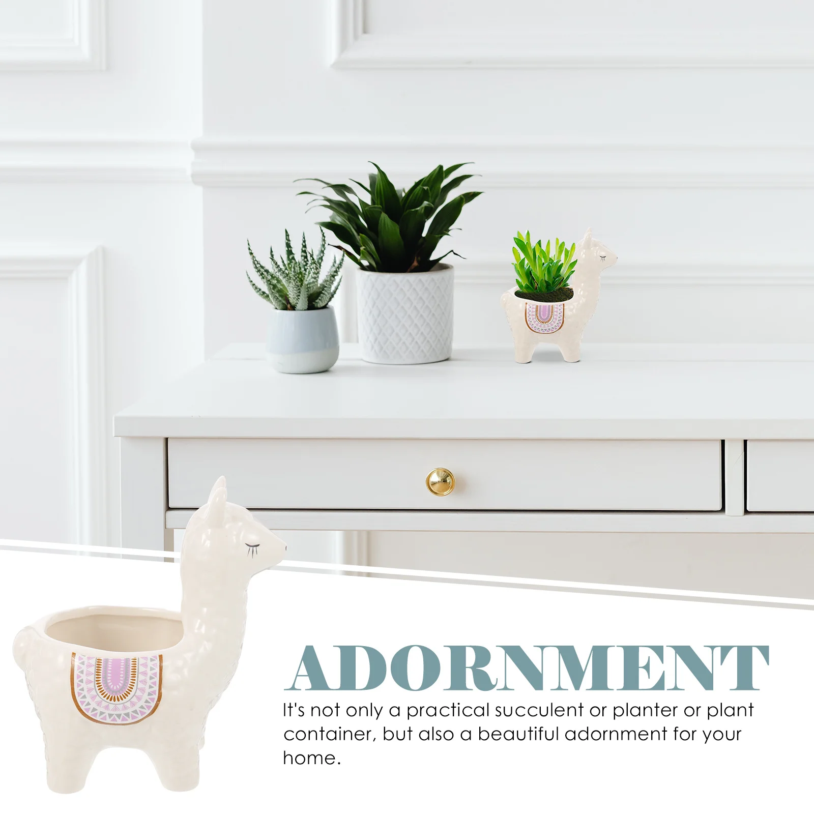 

Alpaca Flowerpot Ceramic Small Succulent Planter Desktop Pen Holder Office Garden Decor Adorable Alpaca Shape Ceramic Pot
