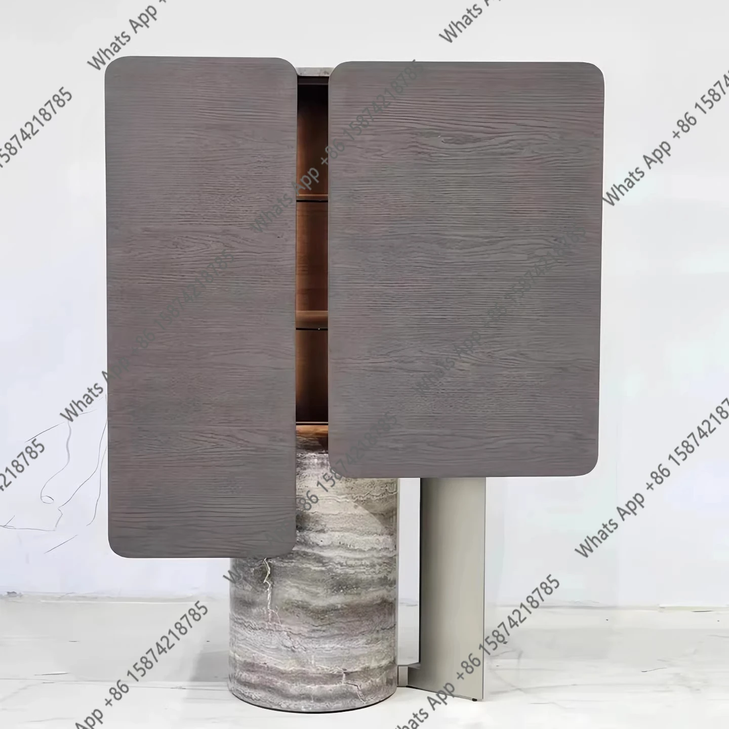 New wabi-sabi wind villa premium dining side cabinet designer travertine wine cabinet