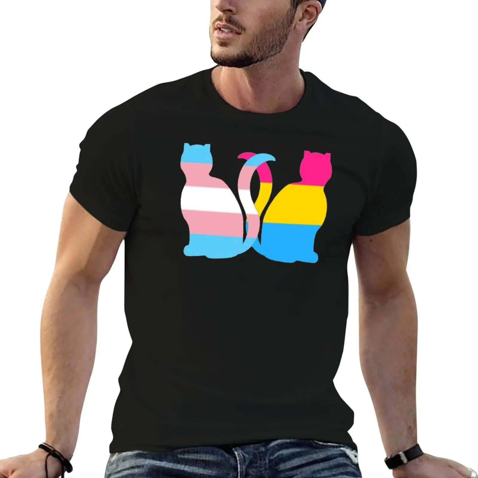 

Trans Pansexual Pride Cats T-Shirt man t shirt heavy cotton funny t shirts dark humor man t shirts cotton T-shirt
