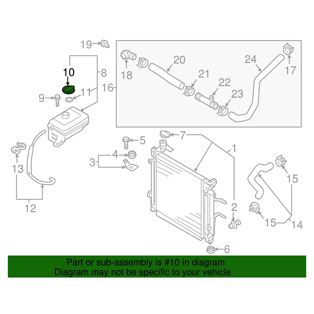 25441-B1000 غطاء خزان المبرد مادة ABS مضادة للتآكل لون أسود غير تشوه رقم OEM 25441-B1000