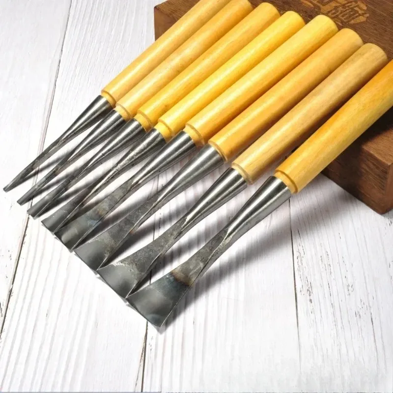 

1PC Wood Carving Tool Blank Depth Circular Knife Handmade Woodworking Arc Carving Knife Grinding with Handle