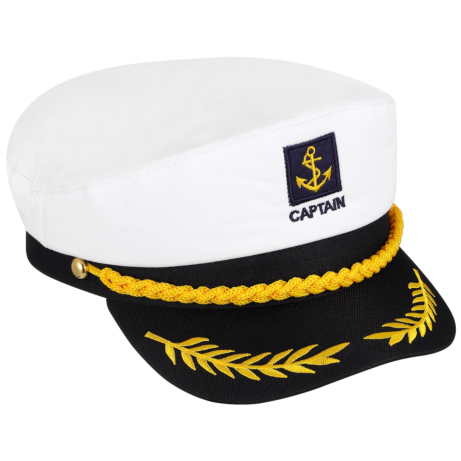 

BESTOYARD Adult Captain Hat Navy Sailor Costume Yacht Boat Ship Marine Admiral Embroidered White Cap