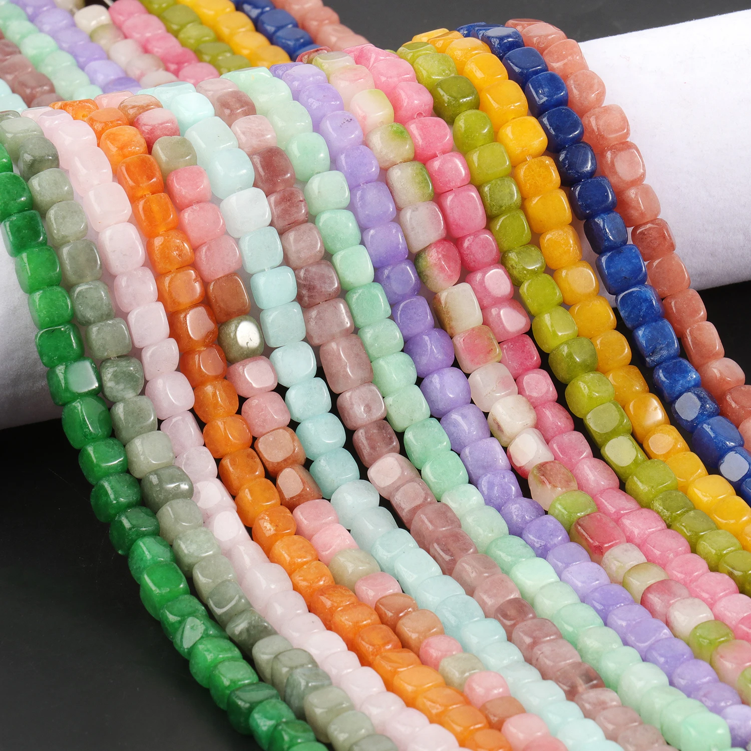 7mm Unregelmäßige Würfel Naturstein Turmalin Sonnenstein Jade Quadratische Lose Perlen für Schmuckherstellung DIY Armbänder Zubehör 15''