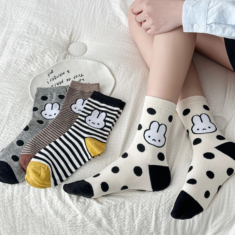 Miffy Cartoon Unisex Cotton Breathable Tube Socks High Color Value Creative Cute All Match Gift Socks view 5