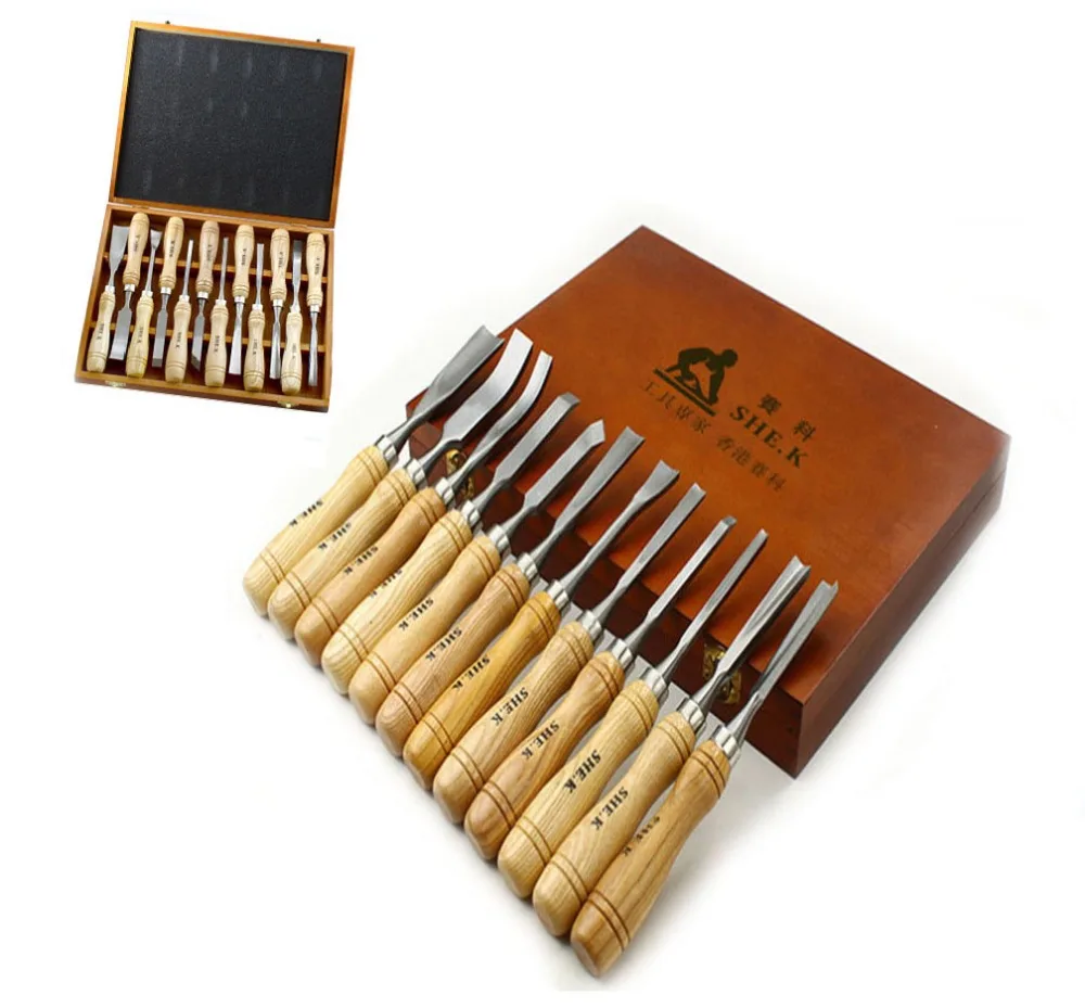 12 PCS/Set Wood Carving Tool Graver Sculpture Tools  Knife Root Wood Carving Set Engraved Tools Woodworking Chisel