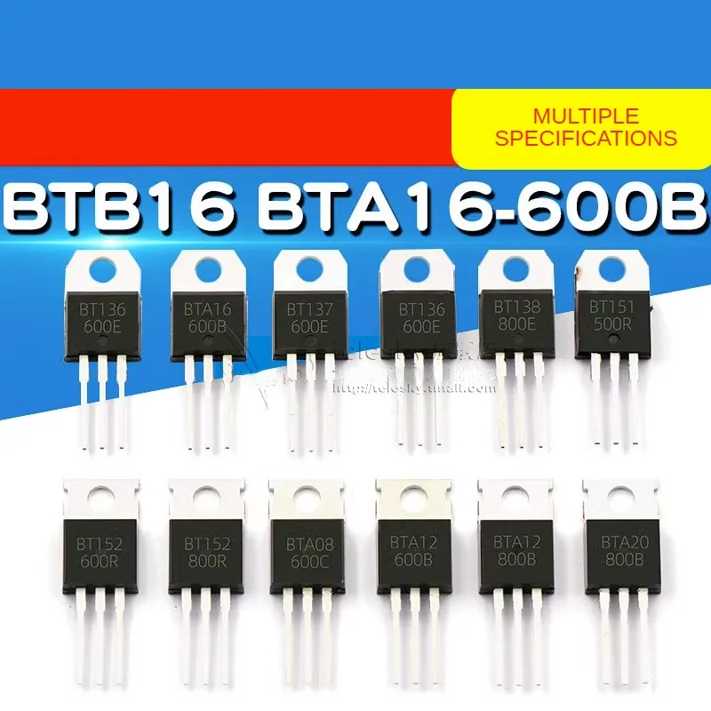 2pcs BTB16 BTA16-600 BT136/BT152 BTA24 Single/Bidirectional Thyristors Directly Inserted Into Thyristors