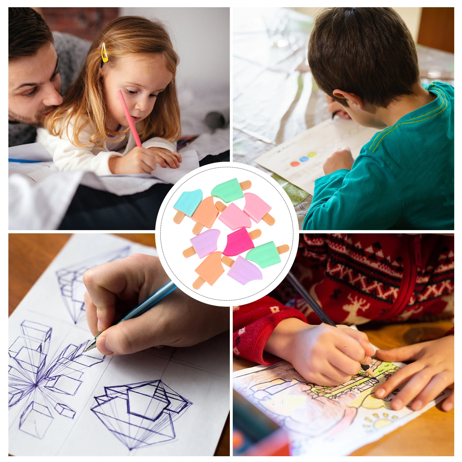 

10Pcs Colored Highlighters Popsicle Markers Bright Fluorescent Pens Smooth Ink School Office Use Highlighters Colored Pens