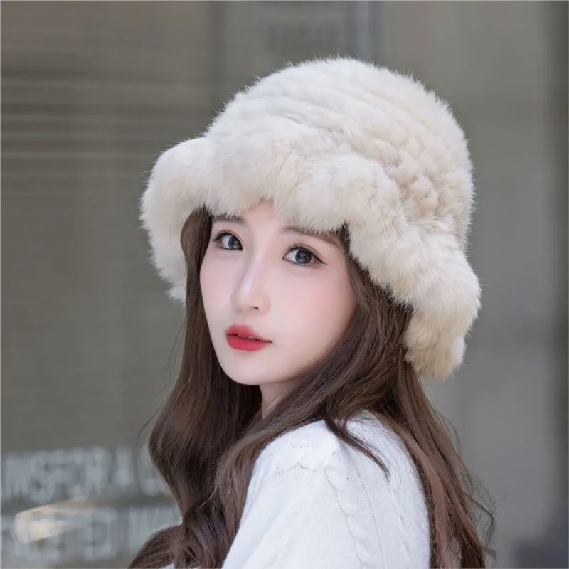For women thick and warm woolen hats are in autumn winter fur ear-protecting plush fisherman can make the face smaller