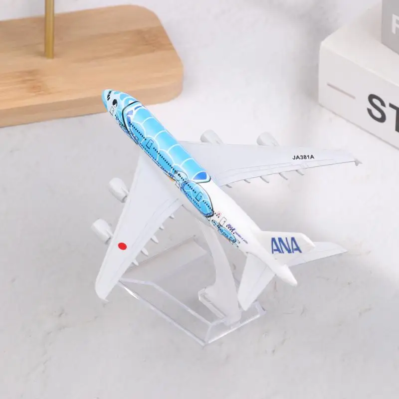 

Blue Sea Turtle Airbus 380 A380 Airways Alloy Diecast Airplane With Display Stand 16CM Air Japan ANA Airlines Airplane Model Toy