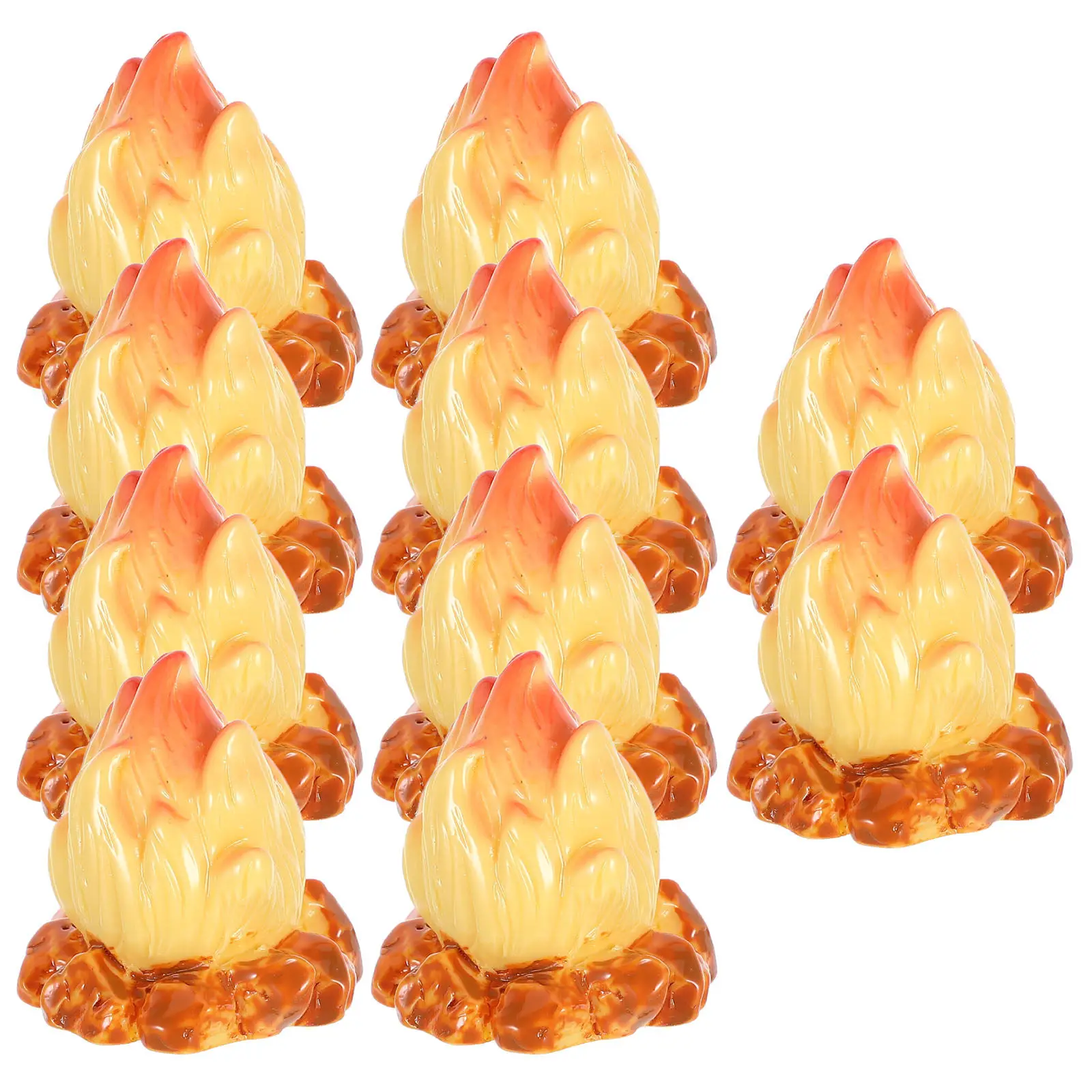 10Pcs Mini Resin Bonfire Statue Realistic Micro Landscape Decor for Gardening DIY Terrarium Bookshelf Desktop Warm Cozy