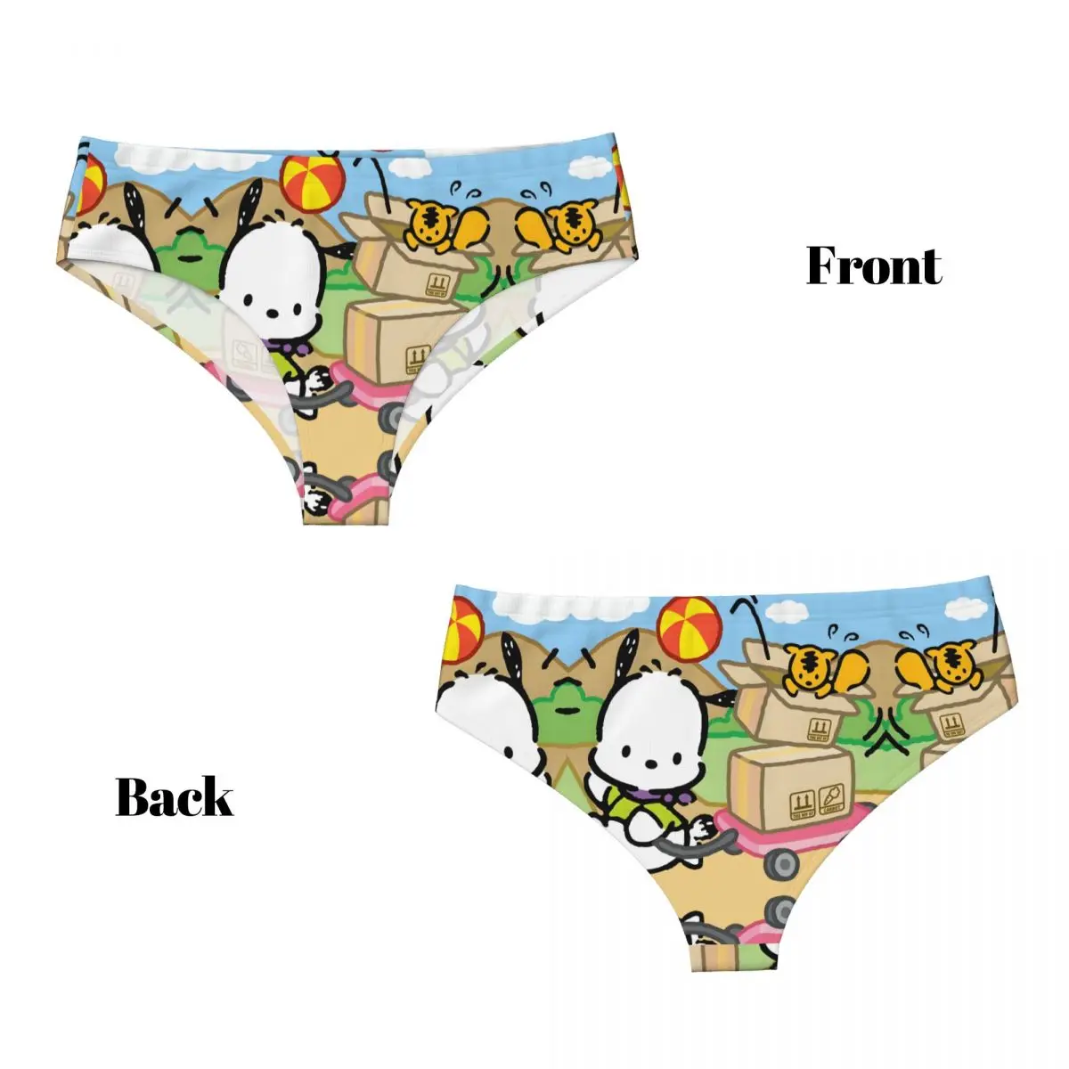 مخصص أنيمي Pochacco Kawaii مانغا ملخصات الملابس الداخلية النسائية مريحة تمتد الكلاسيكية       سراويل داخلية