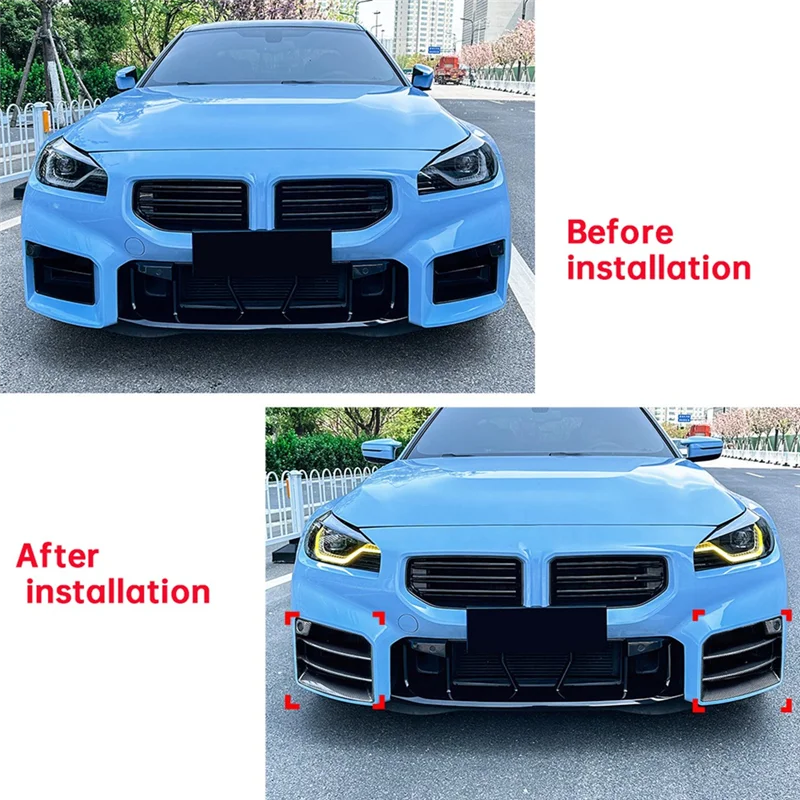 

Car Front Fog Lamp Splitter Spoiler Fog Light Cover Trim Grille For BMW 2 Series M2 G87 2023+ Bright Black