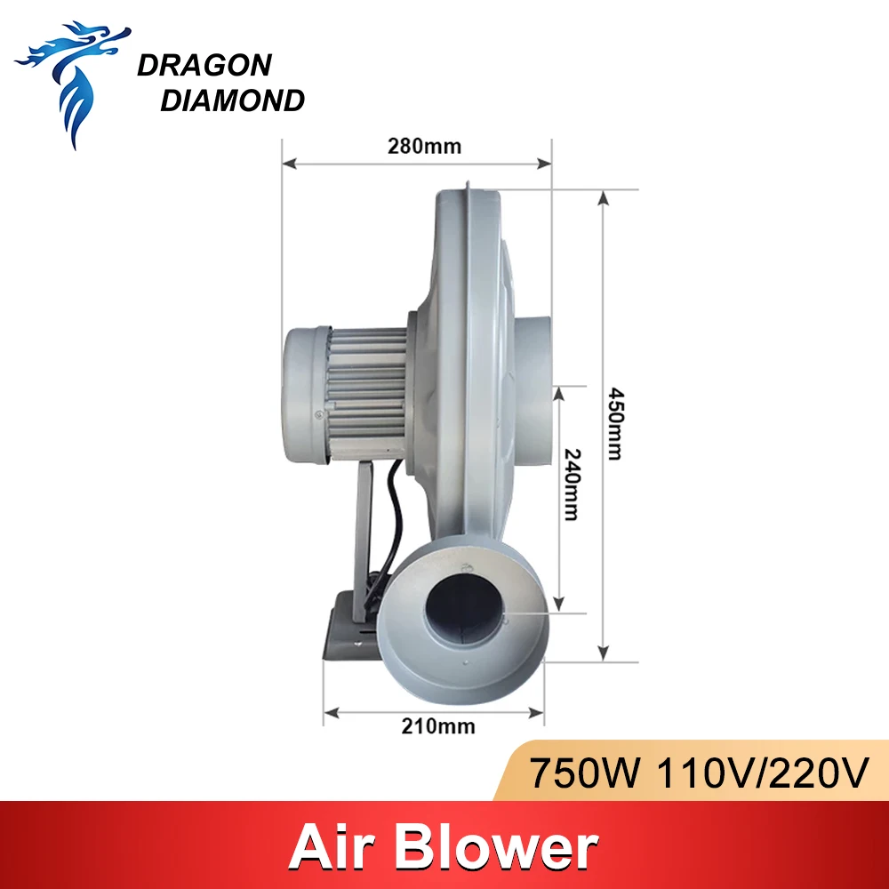 DRAGON DIAMOND 750W soplador de aire ventilador de escape láser centrífugo 110V 220V ventilador de soplado de presión media menor ruido