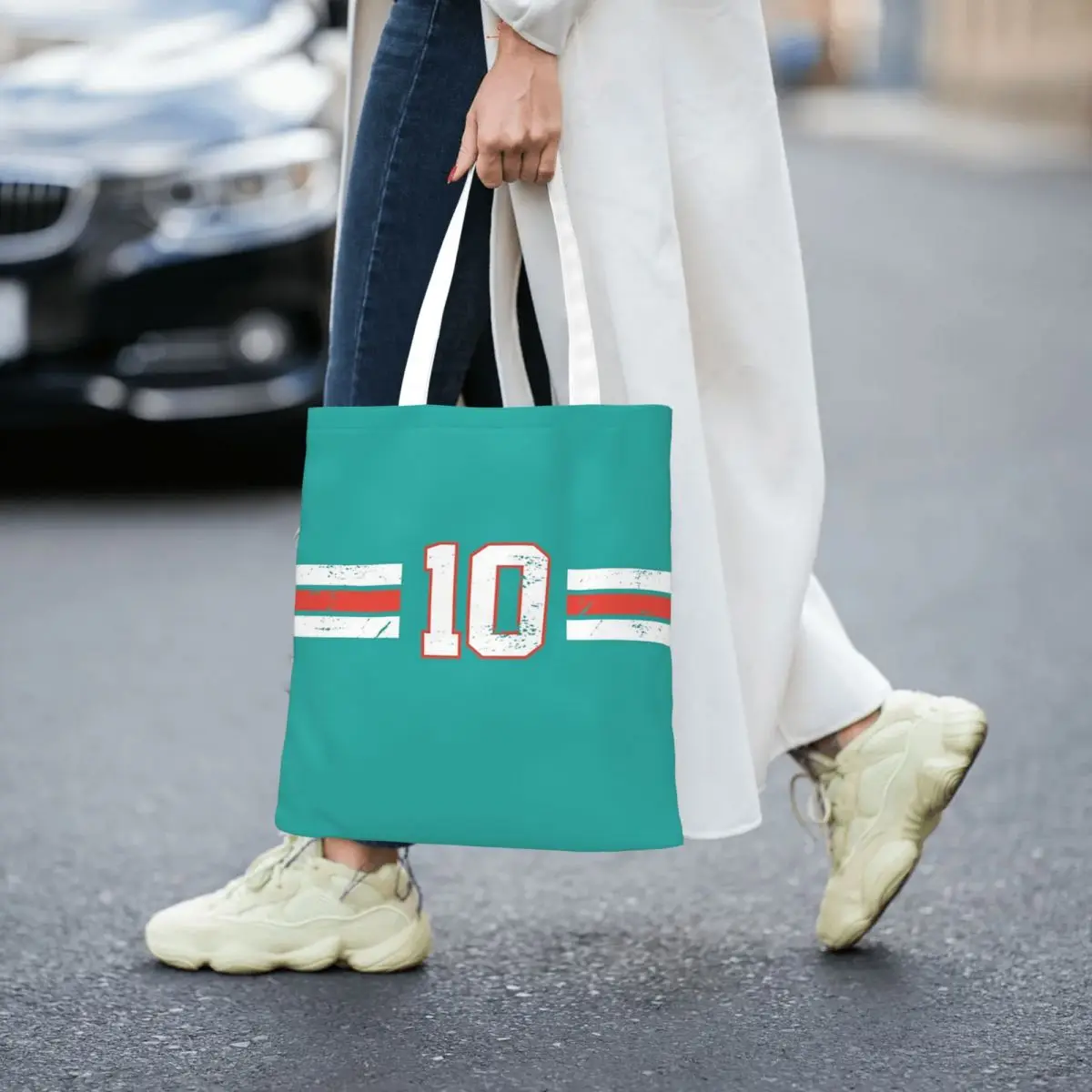 Tyreek 10 Dolphins Tyreek Hill أكياس التسوق القابلة لإعادة الاستخدام قماش حمل حقيبة المرأة حقيبة كتف حقيبة يد للسفر