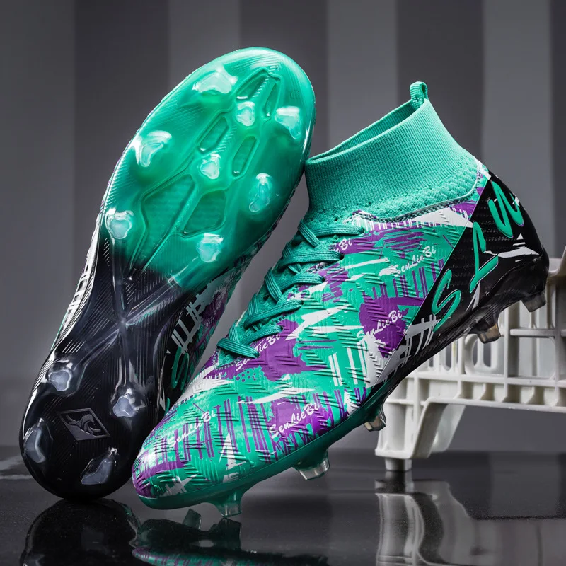 AG Soccer Shoes Kids Outdoor Training Football Boots Woman Sneakers Ultralight Non-Slip Sport Turf Soccer Cleats Large Size