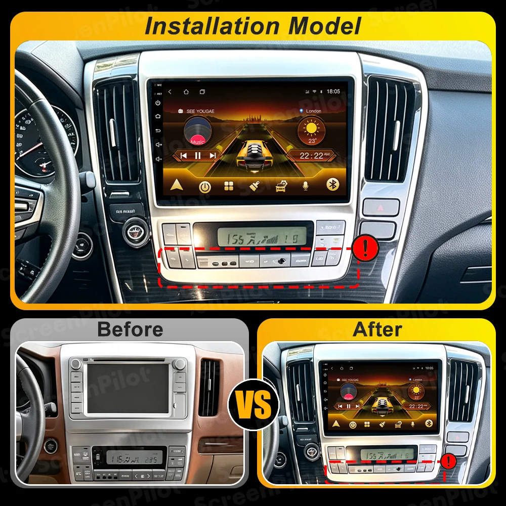 Android 16 For Toyota Alphard 1 H10 2002-2008 Car Radio Stereo Head Unit Multimedia Video Player GPS Navigation 2K QLED 8 Core