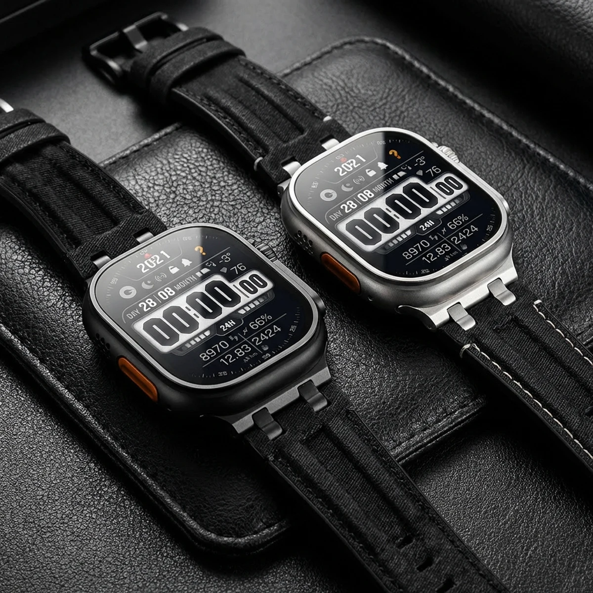 Leather Band for Apple Watch 4 5 6 Ultra1 2 SE 7 8 9 10  Denim Fabric Bracelet for iWatch 42 44 45 46 49mm Watch Accessories