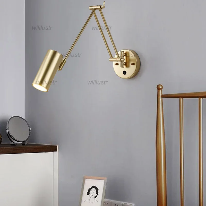 Modern Folding Metal Wall Lamp Creative Rocker Arm Sconce Study Desk Office Store Aisle Bedside Quality Iron Rotatable Lighting