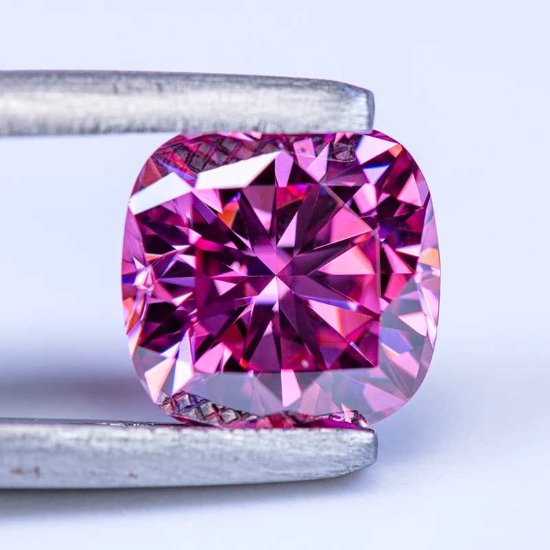 Moissanite Stone Cushion Cut Pink Colour VVS1 with GRA Certificate for Gemstone Charms Advanced Jewelry Making Materials