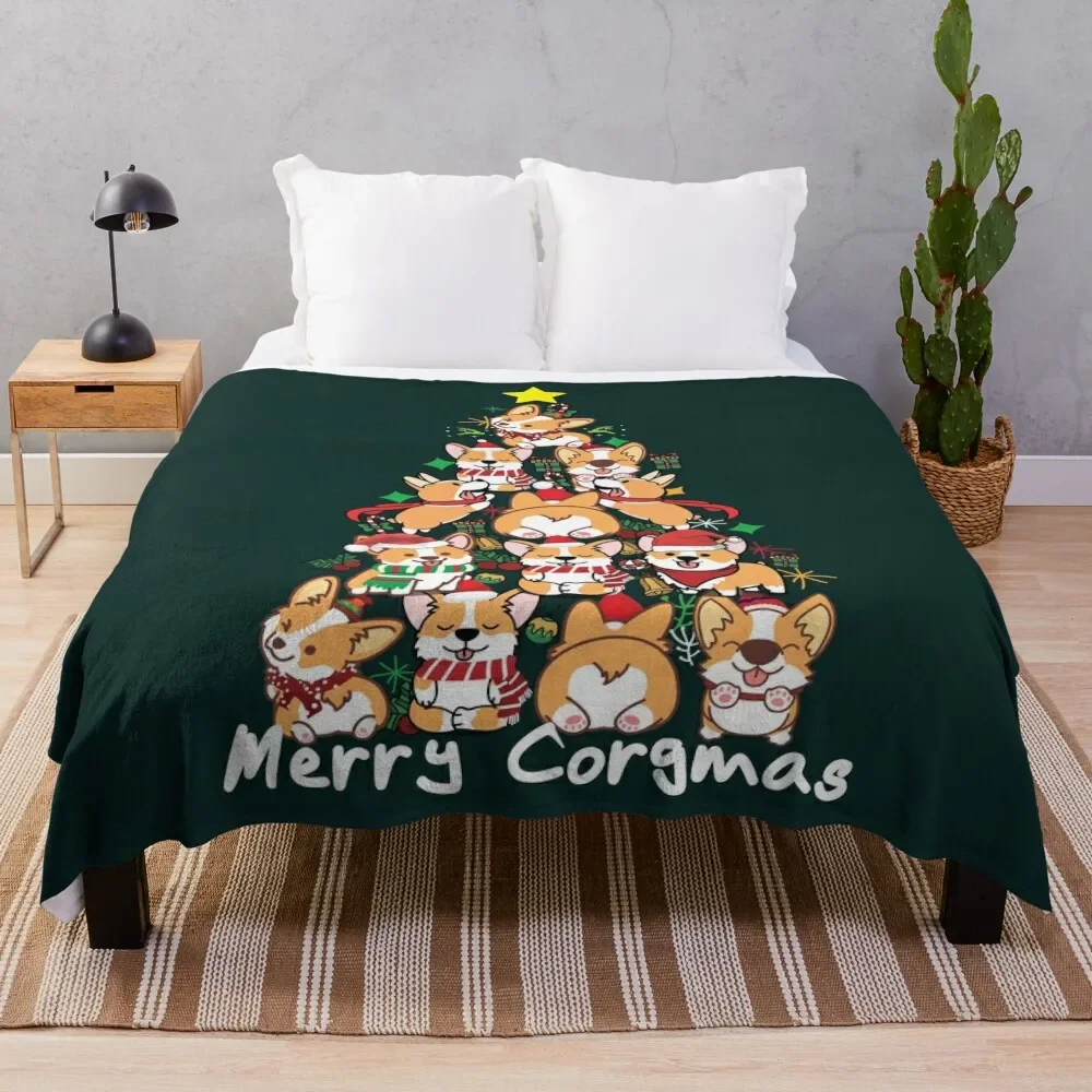 С Рождеством. Рождественские корги. Одеяло для новогодней елки Corgis, мягкие дизайнерские спальные мешки, одеяла