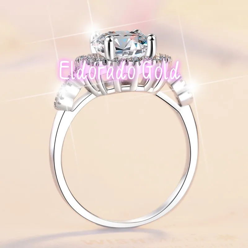 

Eldorado Gold Eldorado Gold 2 Carat Moissanite PT950 Platinum Ring Women's 3D Exaggerated Floral Design Luxury Party Focus Ring
