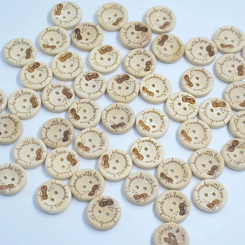 DIY Wood Buttons Sewing Accessories Wooden Craft Supplies Clothing Material Decoration Child Clothing 50 PCS 2 Hole Wood Button