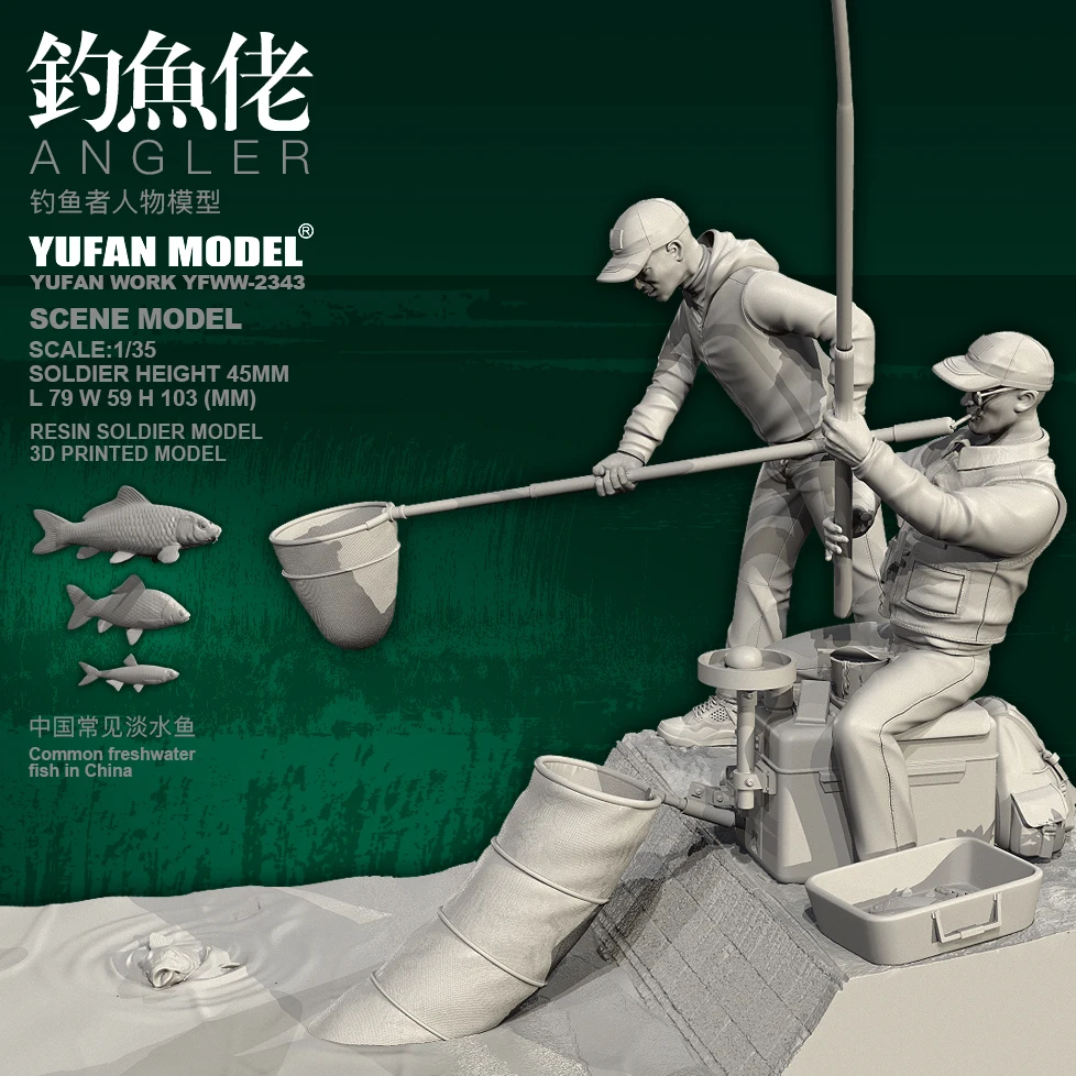 YUFAN Oryginalna figurka z żywicy w skali 1/35 Rybak YFWW-2343 + 3D