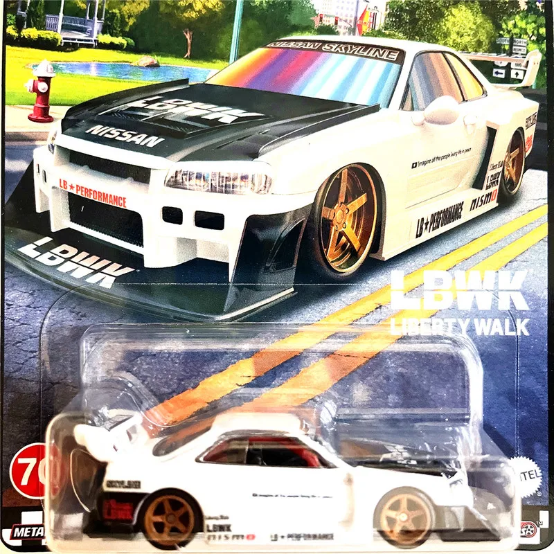 Hotwheels Gjt68 عجلة الرياح والنار بوليفارد Blvd سبيكة نموذج سيارة نيسان سكاي لاين Gtr34 فولكس فاجن بورش دودج هدايا الأطفال