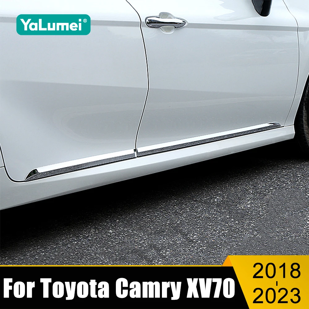 

For Toyota Camry 70 XV70 2018 2019 2020 2021 2022 2023 ABS Car Side Skirt Stickers Cover Side Body Door Trim Strips Accessories