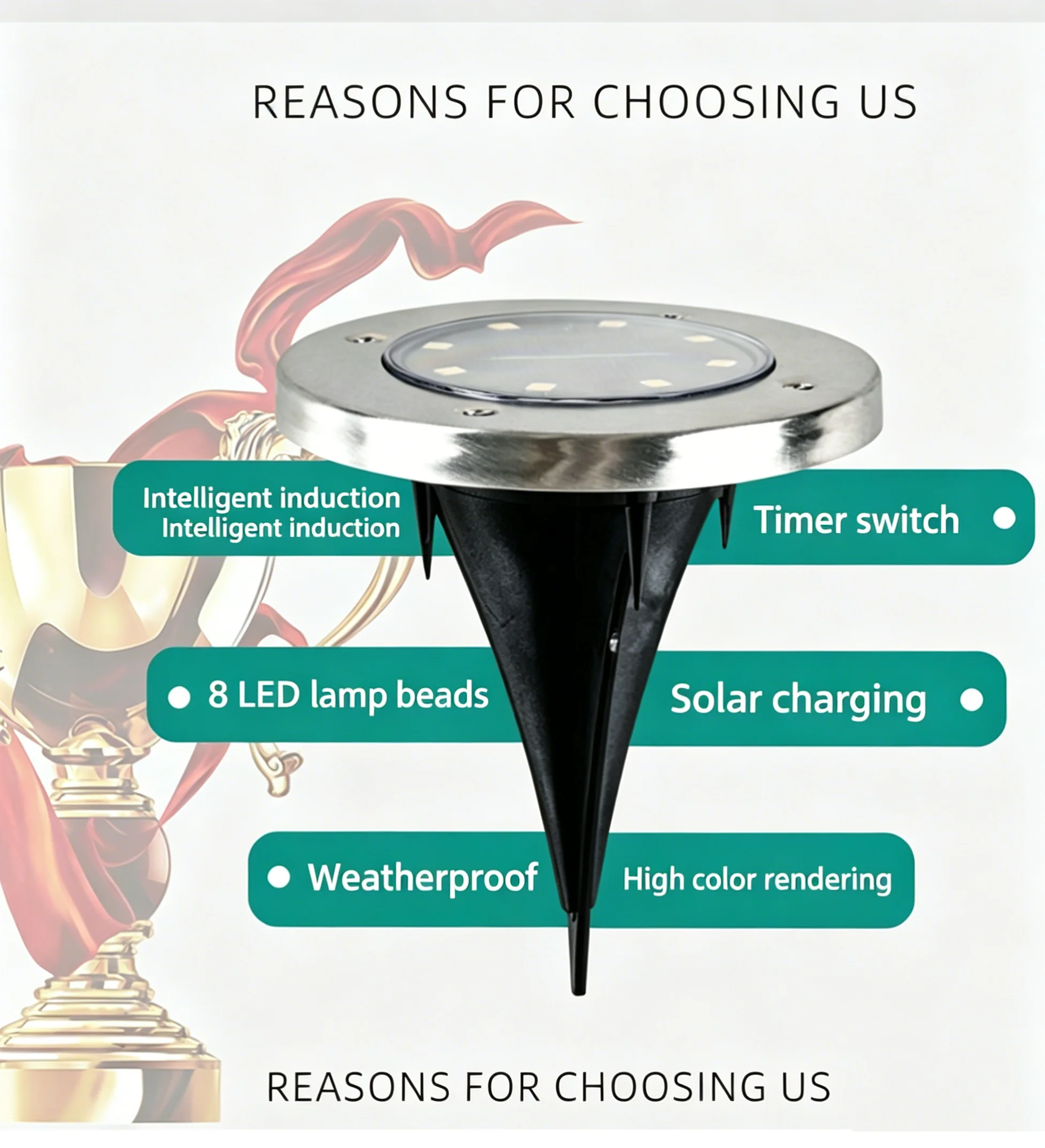 Outdoor Solar Ground Spotlights, Waterproof LED In-Ground Lights for Garden, Pathway, Driveway, Deck & Yard Landscape Lighting