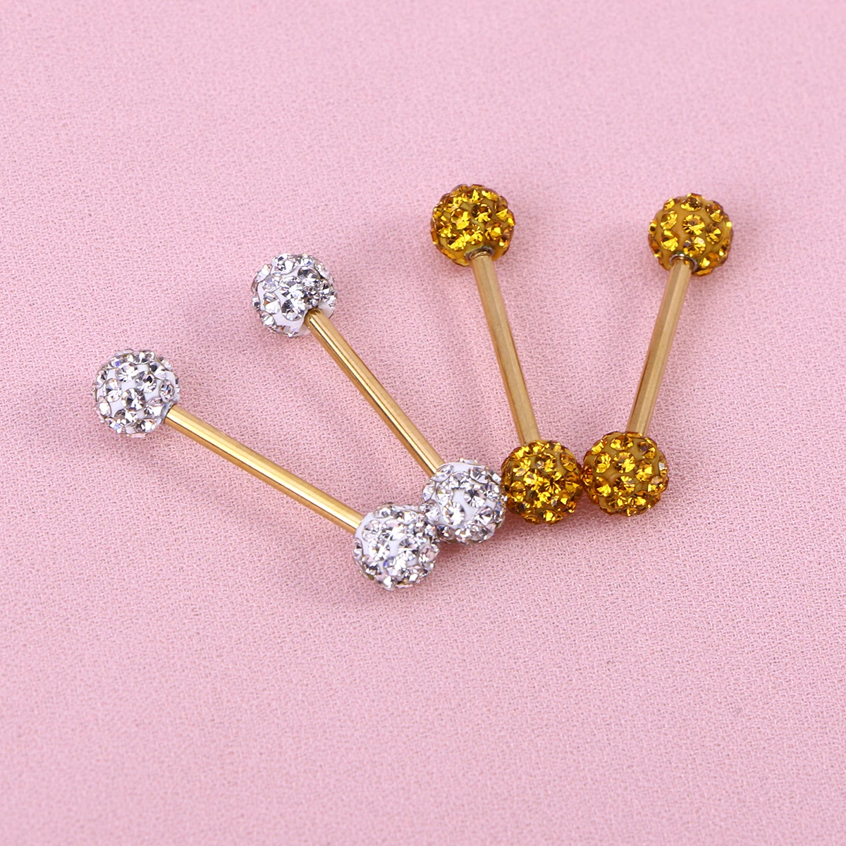 

16Mm Stainless Steel Tongue Rings Body Piercing Jewelry Cubic Zirconia Cartilage Lip Rings For Party Daily Wear Piercing