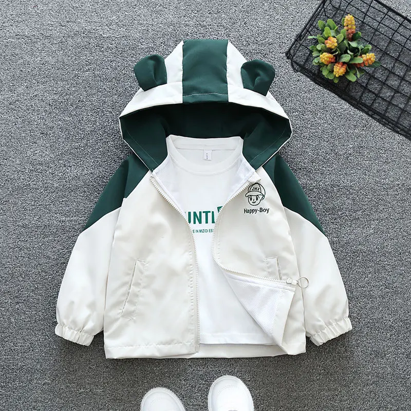 1 2 3 4 5 6 Years Baby Boys Jacket Happy Boy Fashion Windbreaker Outerwear Hooded Zipper Boys Coat Birthday Gifts Kids Clothes