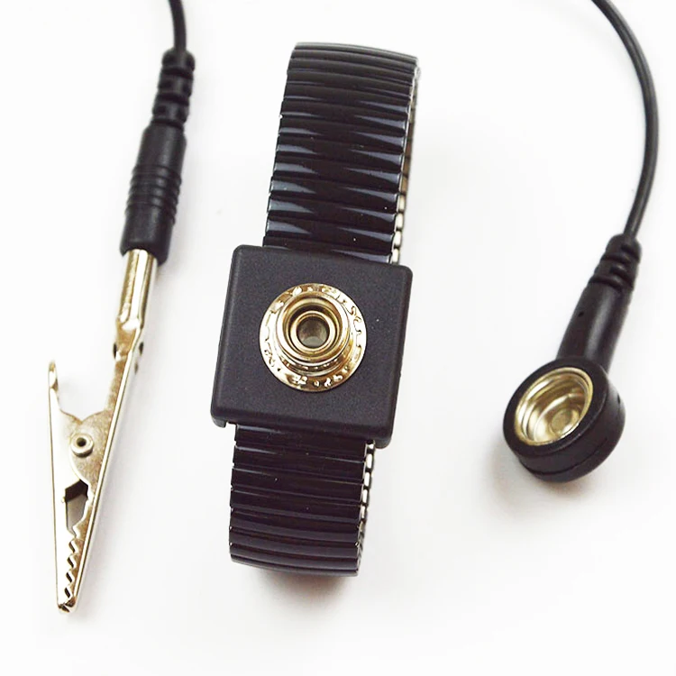 Tipo portátil profissional de uso de controle estático pulseira de metal preto antiestática