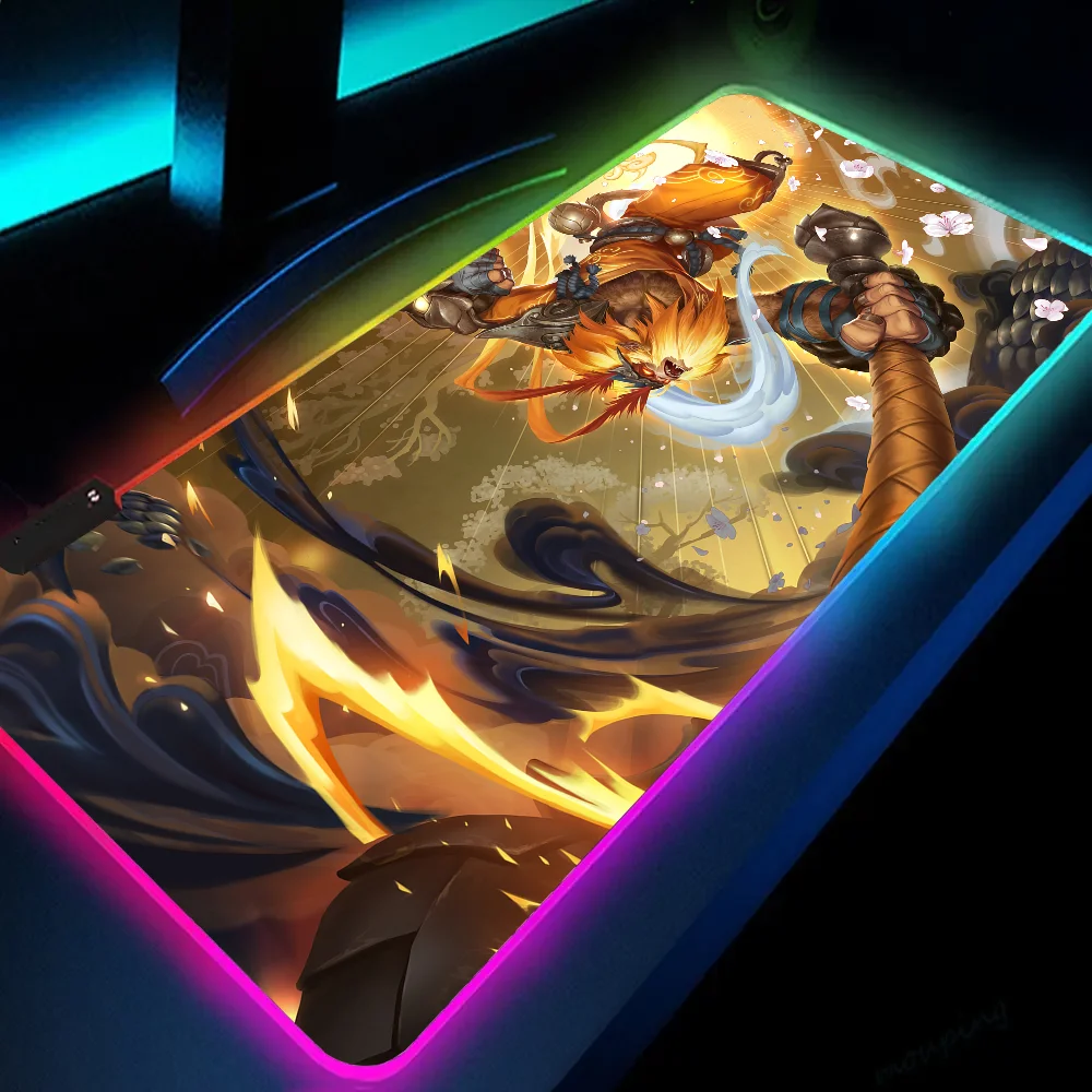 L-League Of L-Legends Wukong Mousepad XXL RGB Gaming Mouse Pads HD Gamer Accessories Large LED