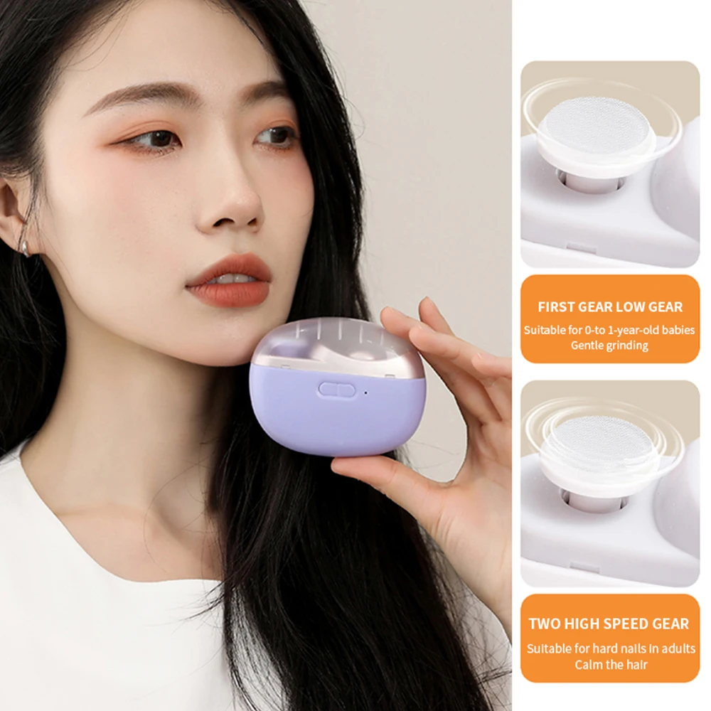 2-in-1 Electric Nail Clipper Automatic Nail Cutter Polisher 2-Speed Rechargeable Nail Trimmer with Child Lock for Baby Adult