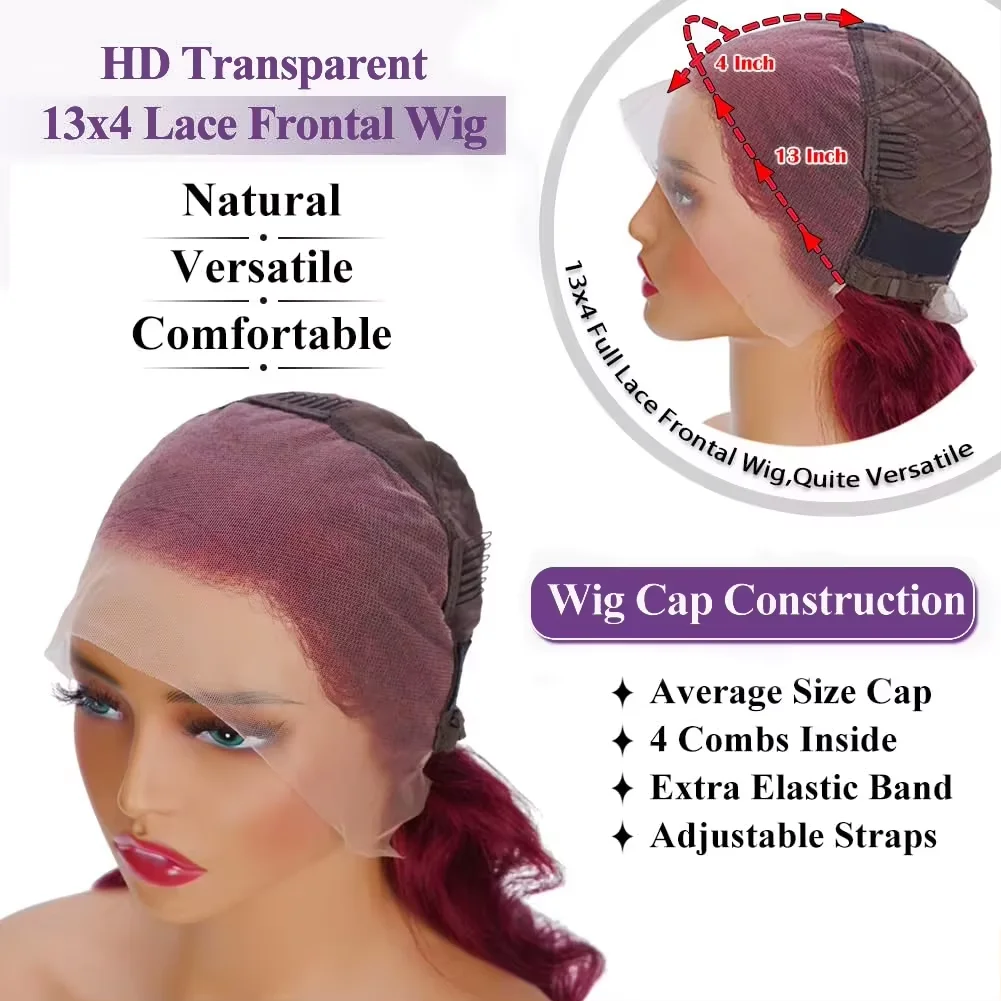 بورجوندي 99J قصيرة بوب الباروكات موجة عميقة 13x4 HD الدانتيل الجبهة خصلات الشعر المستعار الإنسان بيرو عميق مجعد غلويليس الدانتيل إغلاق الباروكات الأمامية