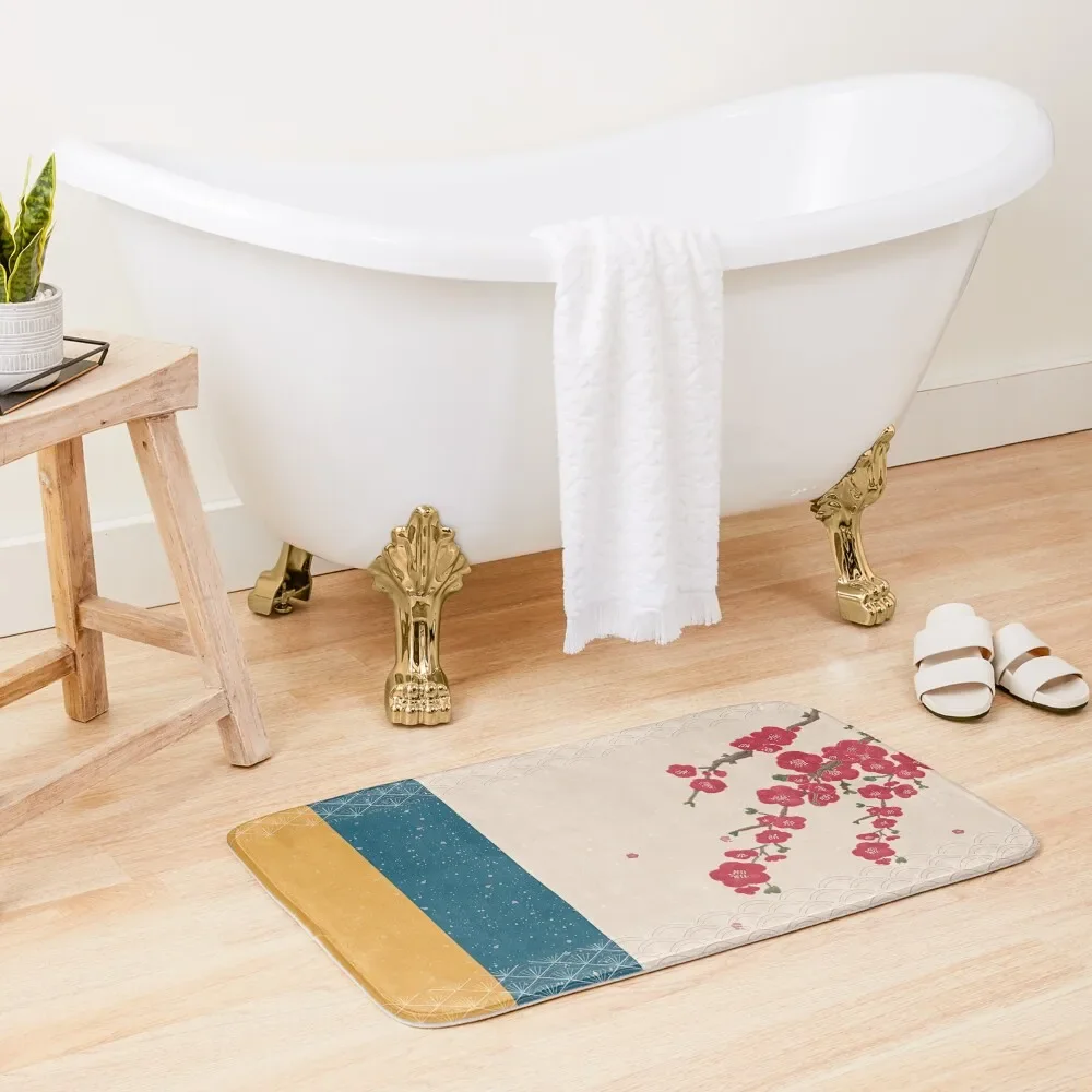 

Flowing down red petals | Calming Zen Art Bath Mat Bathroom Absorbent Quick Dry Baths Bathroom Mat
