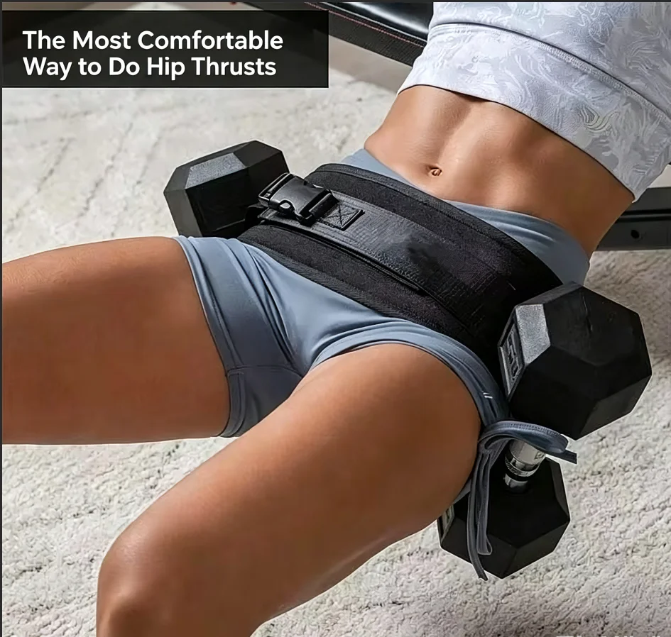 Glute Bridge Weight Belt Adjustable Dumbbell Strap Hip Thrust Pad Home Gym Butt Workout Fitness Accessory