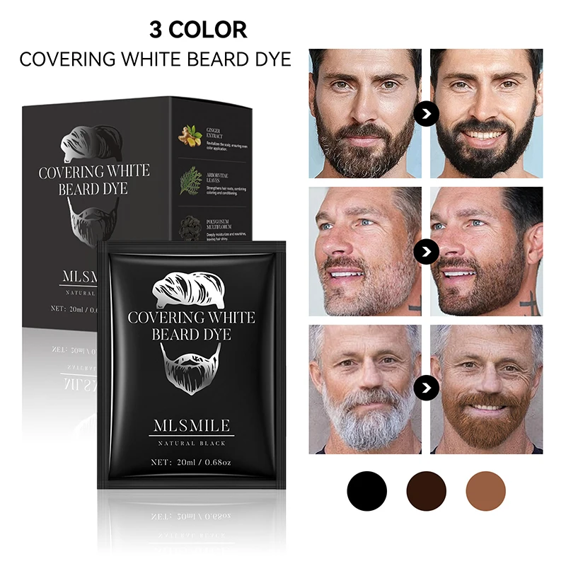 Men's Beard Bubble Hair Dye, 10 Packs Easy-to-Use Foam Dye, Long-Lasting Color, Gentle Formula for Facial Hair, DIY Coloring Kit
