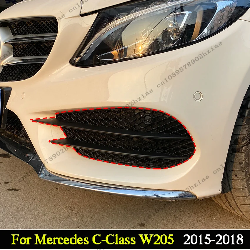 Für Mercedes-Benz C-Klasse W205 2015-2018 Auto Frontstoßstange Nebelscheinwerfer-Abdeckung Lufteinlass Nebelgitter Lampenrahmen Tuning