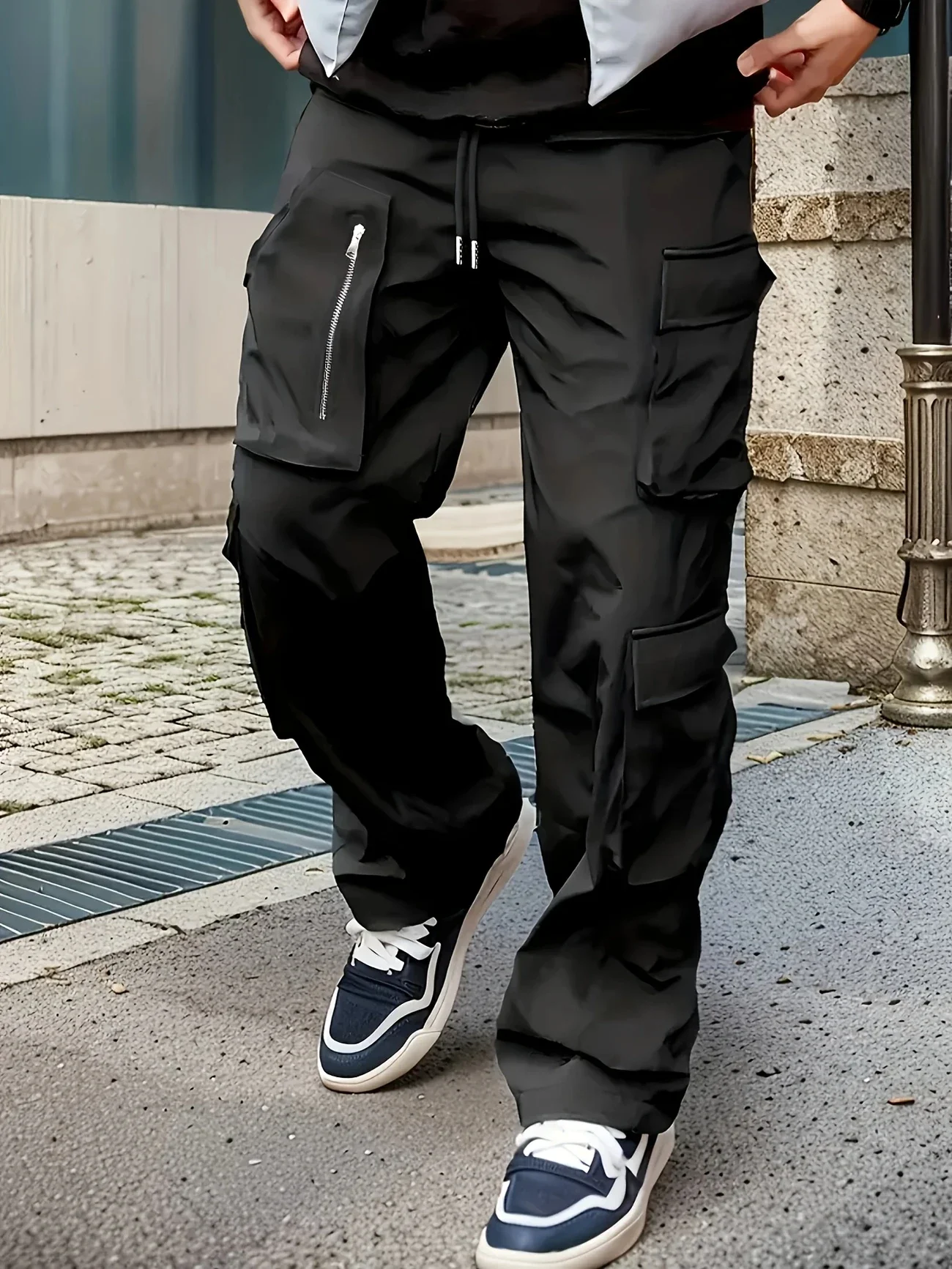 2025 Autumn Cargo Pants Men High Street Brand Elastic Multi Pockets Straight Leg Sports Trousers Loose Casual Joggers Pants Men