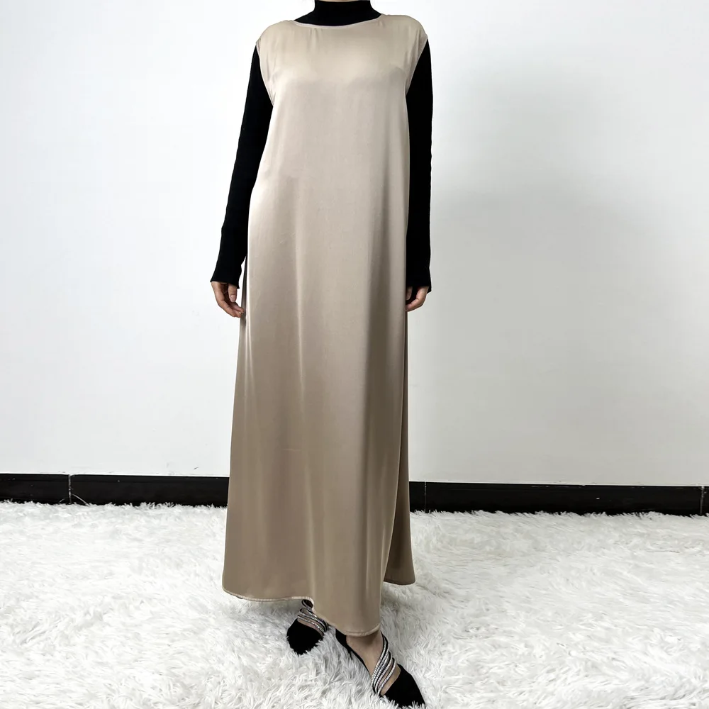 

Modest Abaya Femme Vestido Sleeveless Inner Dress Muslim for Women Maxi Robe Caftan Moroccan Islamic Clothing Musulmane Jalabiya